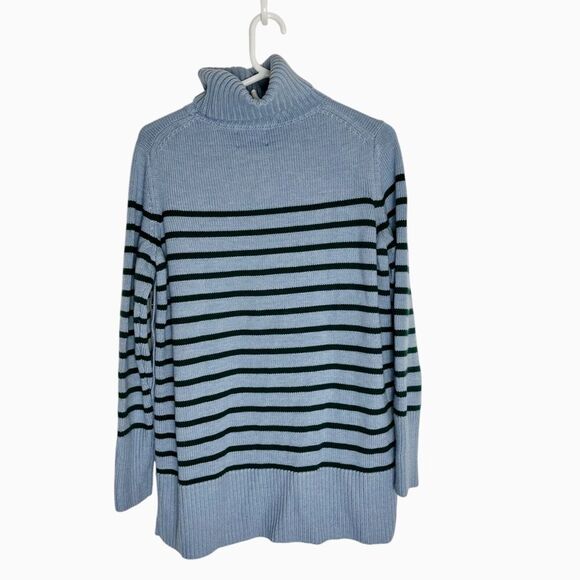 Tuckernuck Sophia Turtleneck Sweater Striped 100% Wool Women's Small Blue - Picture 3 of 7